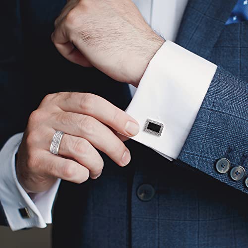 Romieka Mens Rings 8Mm Wedding Rings With 14K White Gold Plated 925 Sterling Silver For Men 5A Cubic Zirconia Eternity Engagement Rings Vintage,Size9 #TOP3