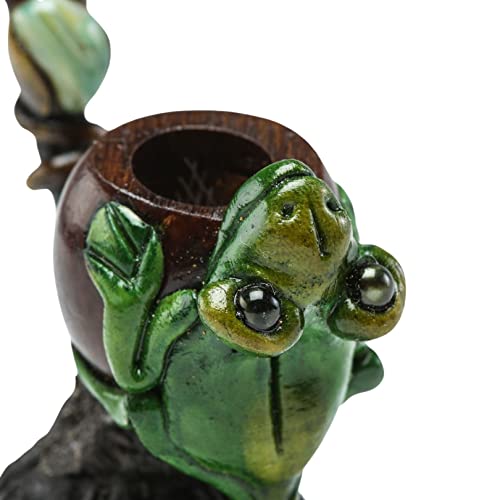 Frog Smoking Pipe w/Andean Walnut Base - Made in the Andes - Image 3