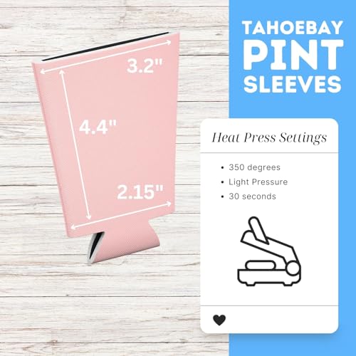 Image of TahoeBay Blank Pint Glass Sleeves, Beer Coolers, 6-Pack, Blush | Insulating Foam Cooler, 16oz Collapsible Tapered Beverage Holder, Bar Cup Insulator for Transfer Vinyl, HTV, Sublimation, DTF