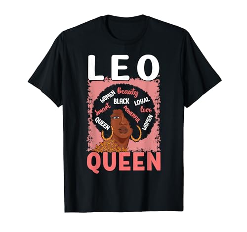 Leo Queen Birthday Zodiac Costume Black Woman Maglietta