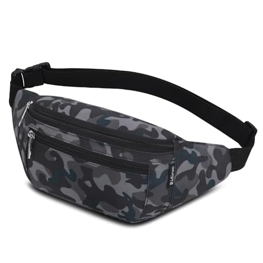 Sac Banane Ceinture Homme Femme Sacoche Sac à Dos Étanche Réglable pour Cyclisme Gym Escalade Voyage Randonnée Camouflage Noir