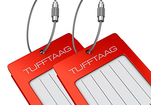 Luggage Tags Business Card Holder Tufftaag Pair Travel Id Bag Tag - Scarlet #TOP4