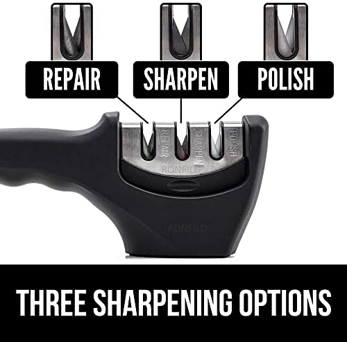 Image of Manual 3 Stage Knife Sharpener for Kitchen, Advanced 3 Stage Knives Sharpening Tool for Steel Knives, Kitchen Knife Sharpener Stone