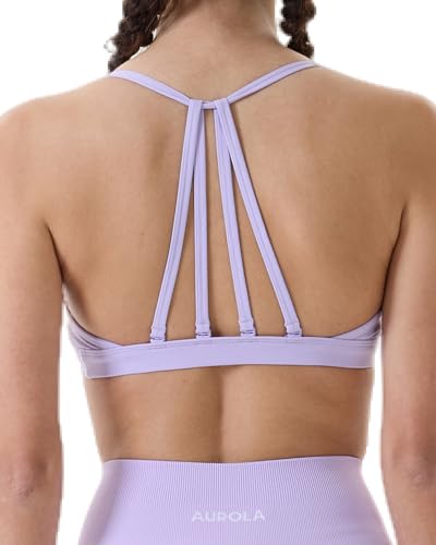 Image of AUROLA Mercury Workout Sports Bras Women Athletic Removable Padded Backless Strapy Minimal Crop Top