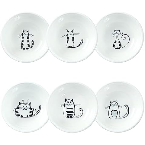 SOCOSY Super Cute Cat Ceramic Sauce Dish/Seasoning Dish/Sushi Soy Dipping Bowl/Appetizer Plates/Serving Dish for Kitchen Home(Set of 6) Cover