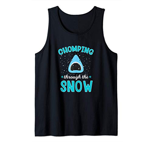 Christmas Shark Chomping Through The Snow Funny Snow Day Camiseta sin Mangas