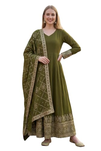 Robe indienne Anarkali brodée avec foulard dupatta pour mariages et soirées