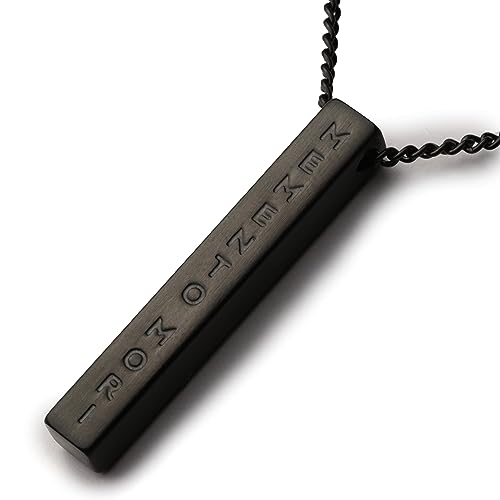 Stoic Muse Memento Mori Double Sided Pendant Bar Necklace Matte Black