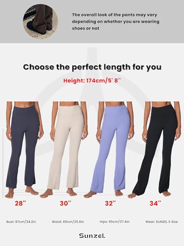 Sunzel Sunzfly Women's Mini Flare Leggings with Pockets High Waisted Tummy Control Yoga Pants Bootcut Workout Gym Casual3