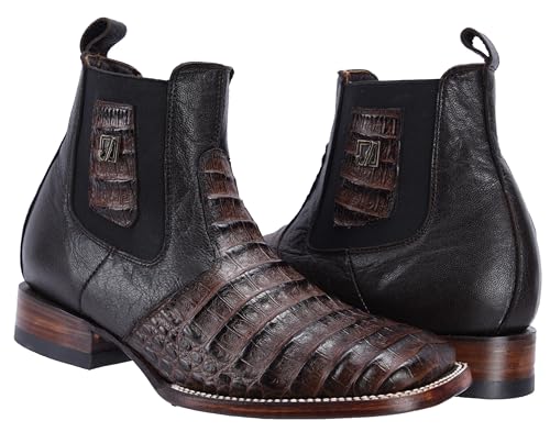 Joe boots 728 Tobacco Men’s Western Boots, Square Toe Cowboy Short/Chelsea Boot,Exotic Caiman Print Leather3