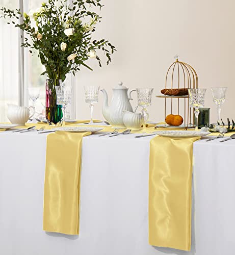 Horbaunal 16 Pack Gold Satin Napkins 17 X 17 Inch, Square Soft Table Dinner Napkins, Silky Cloth Napkins Table Decoration For Weddings Banquets Parties #TOP4