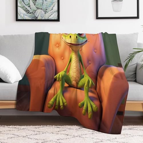 Couvertures en Flannel Douce Gecko Mignon Plaid Moelleux et Chaud de Canapé - 3