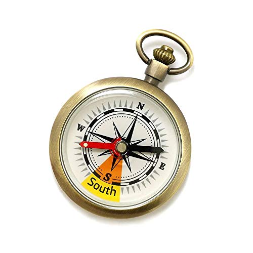 HUIXINLIANG Reloj de bolsillo de cobre antiguo al aire libre Compass North Aguja, Reloj de bolsillo a prueba de agua Reloj de bolsillo a prueba de flip-abre Herramientas de navegación para la navegaci Cover