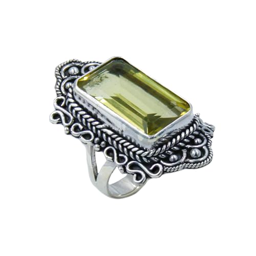 Bague quartz citron argent sterling 925 pour homme et femme