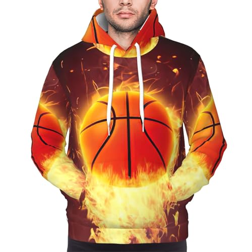 Sweat à capuche homme pull polyester sport imprimé basket-ball décontracté
