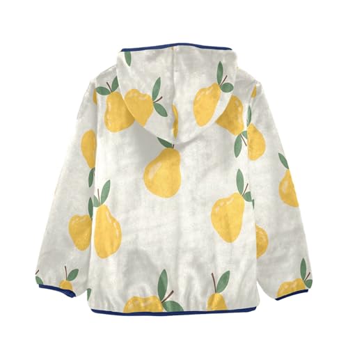 Yellow Pears on Light Background Toddler Fleece Jacket Girl Boys Hooded Fleece Jacket Coat Warm Outwear Zip-up 3-10T2