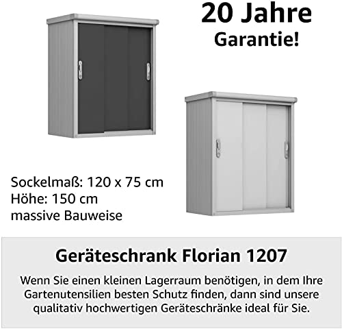 GFP Geräteschrank Metall 120x75x150 cm Gartenschrank wetterfest mit Schiebetür in anthrazit inkl. Fußboden – Bild 4