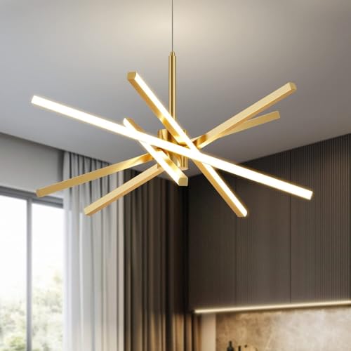 Suspension lumineuse dorée et noire 82W variable à télécommande pour salon