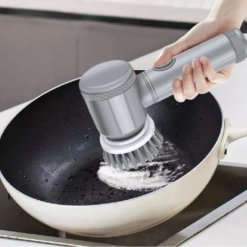 Image of Electric Spin Scrubber, Kitchen Scrubber Rechargeable Shower Scrubber for Cleaning Sink /Cleaning Tub /Tile /Floor /Sink /Window with 5 Replaceable Cleaning Brush Heads