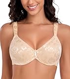 Lemorosy Women's Minimizer Bra Full Coverage Unlined Underwire Comfortable Everyday Bras Plus Size (36C,Beige)