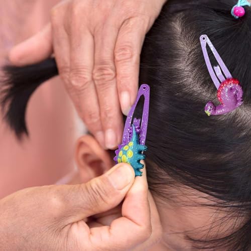 4 Paar Dinosaurier-Haarnadeln für Mädchen - Glitzer-Haarspangen, Tier-Haarschmuck, Accessoires