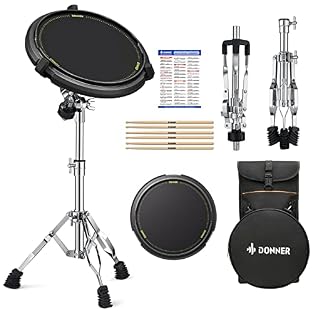 Simulated snare sound: This drum pad is equipped with a removable snare simulator with 800 steel balls that simulates the sound of a real snare drum and makes it even more intense. High-quality snare drum stand: robust design with stable, double-brac...