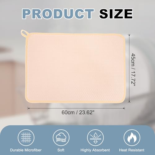 Tapete de secado de platos de microfibra de 24 x 18 pulgadas, alfombrilla absorbente rosa 3