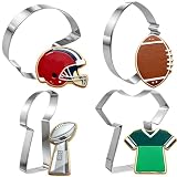 4 Pcs Football Cookie Cutters, Stainless Steel Gameday Shapes