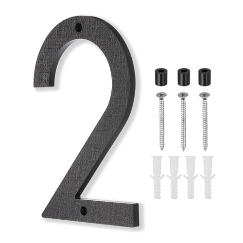 PATIKIL Números De Casa De 10 Pulgadas, Letreros De Dirección De Casa Grandes Flotantes Modernos Con Tornillos Para Pared Exterior De Puerta O Calle, Negro, 2