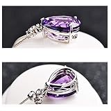 Xuejuanshop Naszyjnik z wisiorkiem z kryształu, 23 karatów, kształt kropli, ametyst, damski naszyjnik z wisiorkiem w kształcie kropli, z kamieniem szlachetnym, wisiorek z kryształem