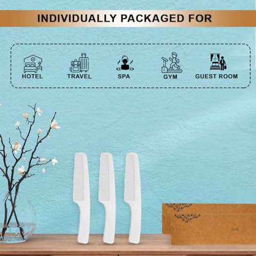 Image of Pack-50 Individually Wrapped Combs Disposable Combs Plastic Travel Comb Hair Combs for Hotel Shelter Homeless Charity Church Nursing White Comb Hotel Toiletries