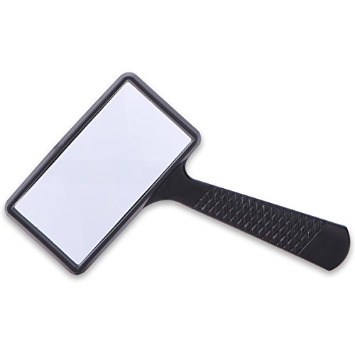 Rectangular Handheld Magnifier Magnifying Glass (3X Magnification) - Easy to Store/Carry - Large Horizontal Viewing Area for Reading Small Prints & Low Vision