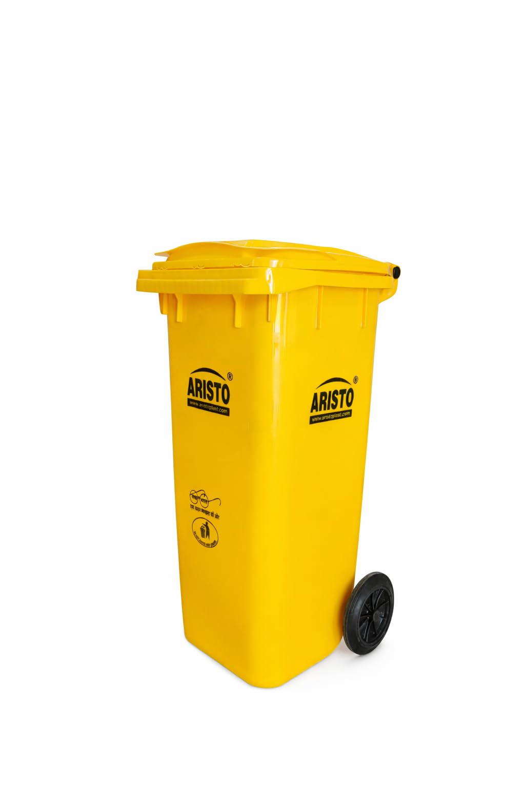 Aristo Plastic Manual-Lift Garbage Waste Dustbin with Wheel 120 L (Color YELLOW)-image-16