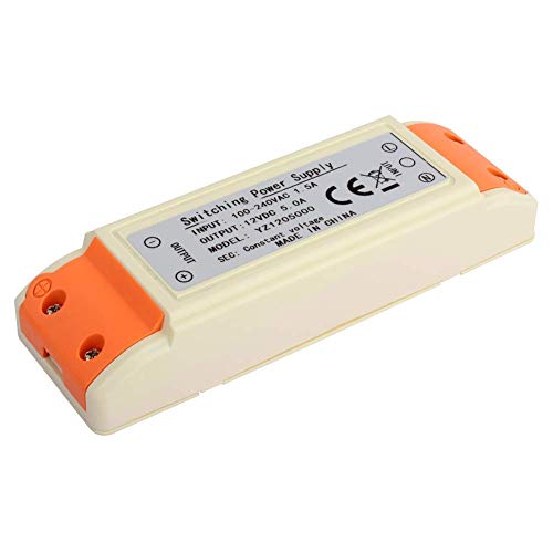 60W LED Driver Adapter, fuente alimentación transformador 12V DC 5A LED, voltaje constante sin interferencia para LED, incluidas luces tira flexibles LED bombillas LED G4, MR11, MR16, GU5.3