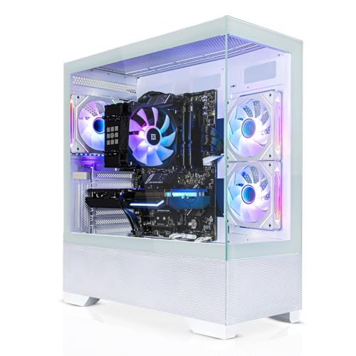 SYSTEMTREFF PC de Bureau Blanc Intel Core i5-12400 6x4.4GHz | Nvidia RTX 3050 6Go | 512Go M.2 NVMe | 16Go DDR4 RAM | Ordinateur de Bureau Silencieux avec pour...