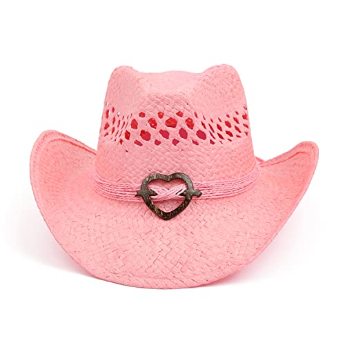 Image of TOVOSO Straw Cowboy Hat for Women with Beaded Trim and Shapeable Brim