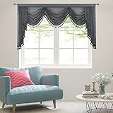 OYRING Waterfall Sheer Window Valances for Living Room Tassels Swag Curtain Valance for Bedroom Rod