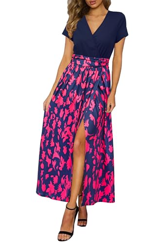 Image of Newshows Women's 2026 Lightweight Summer Wedding Guest Beach Vacation Casual V Neck Split Flowy Maxi Dress