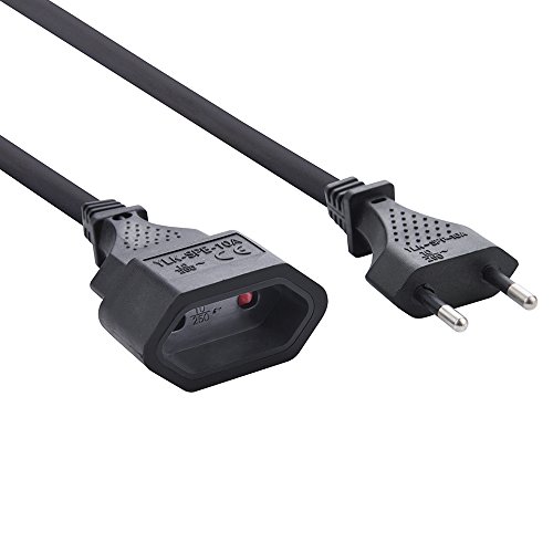 Electraline 900010CBB Cable alargador con Toma y Enchufe Europea, Negro, 3 M Cover