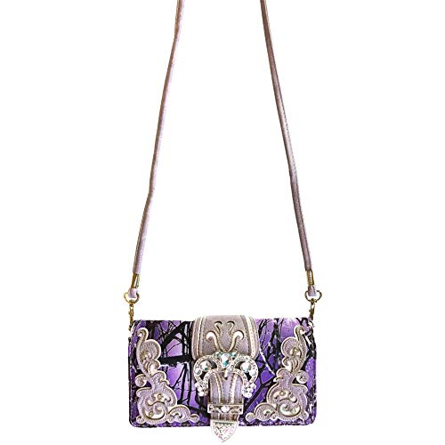 Zelris Camouflage Shine Glow Silver Buckle Women Crossbody Trifold Wallet2