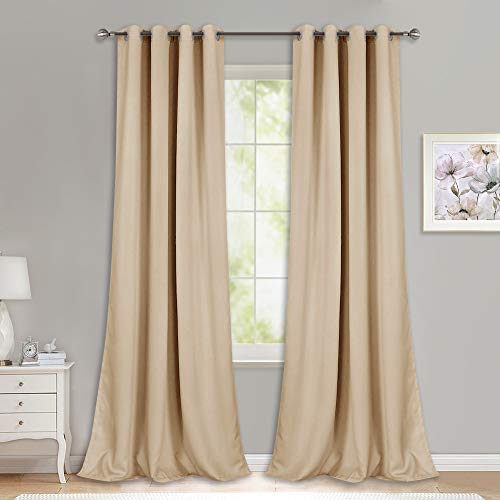 NICETOWN Room Darkening Grommet Panels - (52 inches Width, Biscotti Beige, 1 Pair)