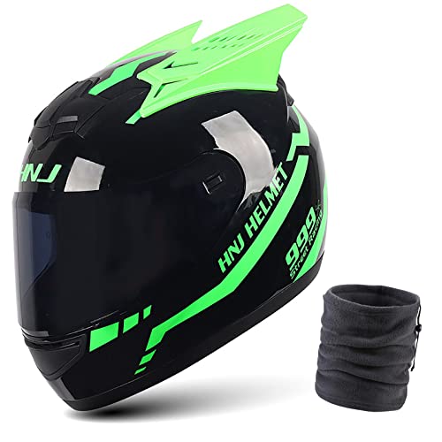 Casque intégral samouraï noir casque de moto unisexe avec cornes taille L