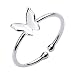 Sterling Silver Dainty Butterfly Ring Minimalist Adjustable Open Tail Finger Stacking Band for Women Girls