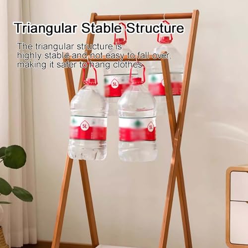Porte-manteau pliable double pôle en bambou pour optimiser les petits espaces - 6