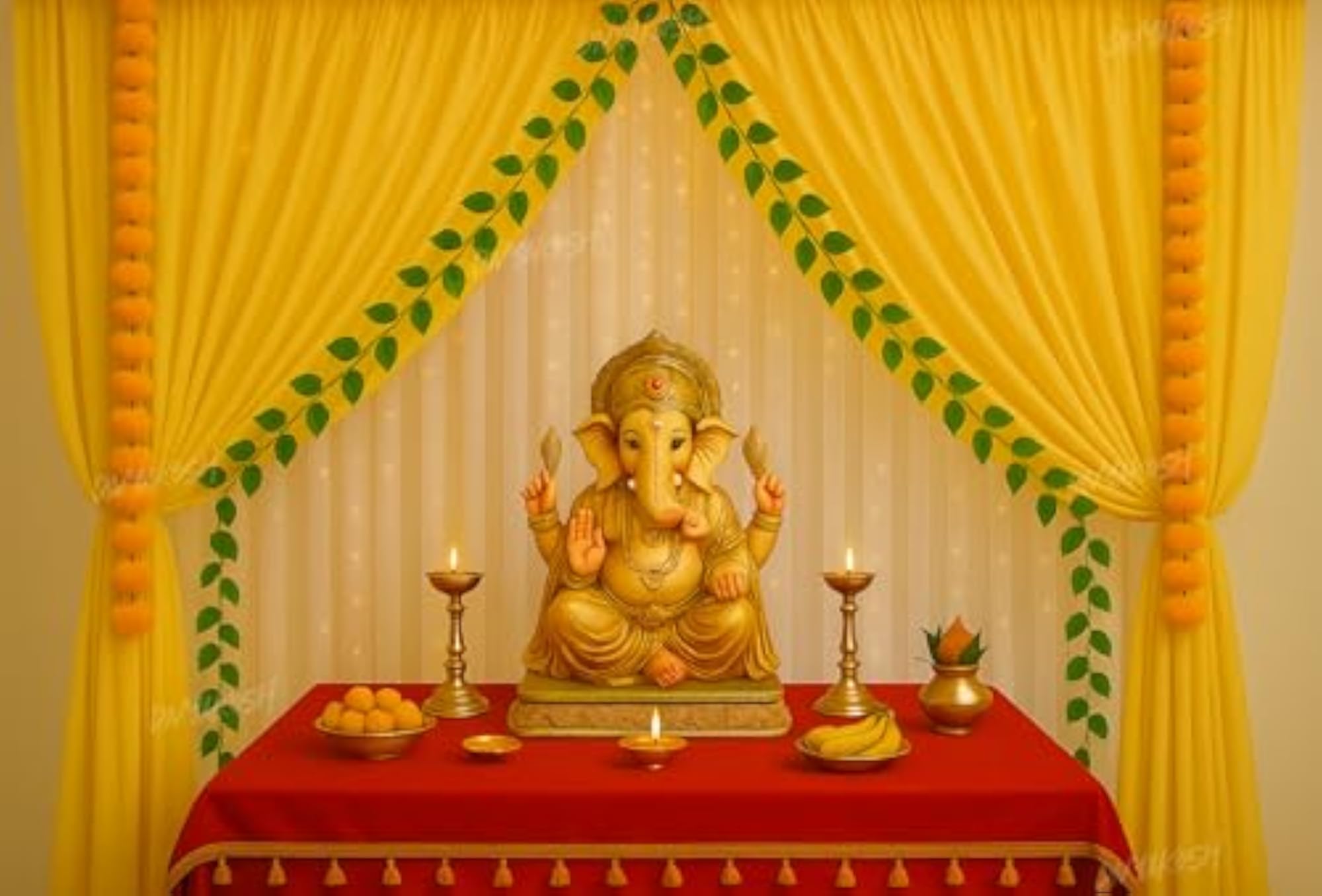 Temple/Event Setup Items with Artificial Marigold Flowers