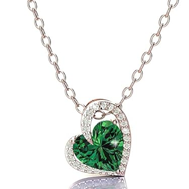 AMAZON - L’ALEENO Emerald Birthstone Necklace for Women for May Birthdays – Sterling Silver Rose Gold Heart Pendant – Gift for Mother’s Day, Birthdays, Anniversaries, Christmas, Valentine’s Day.