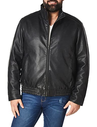 Cole Haan Signature Men's Vegan Leather Convertible Collar Jacket with Banded Bottom