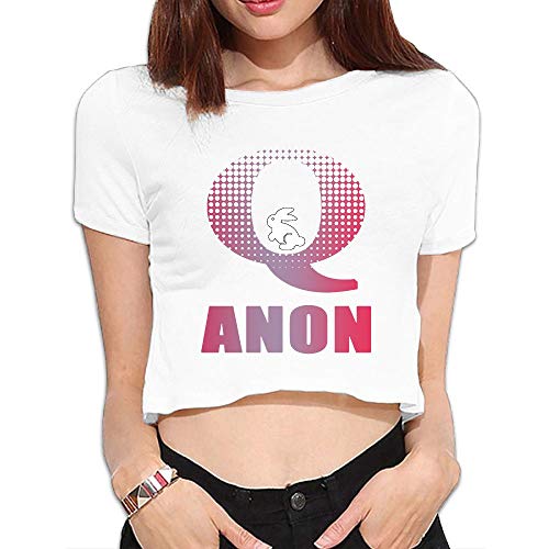 Q-Anon White Rabbit Women Short Sleeve Crop Top T-Shirt Casual Graphic Loose Tops Blouse