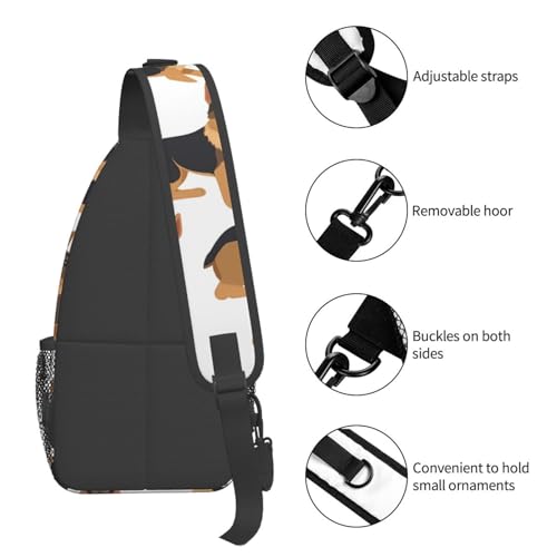 Mochila tipo Sling con diseño pastor alemán negra miniatura 4