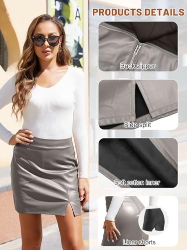 Image of We1Fit Womens Fuax Leather Skirt High Waisted Bodycon Pencil Mini Skirts with Shorts